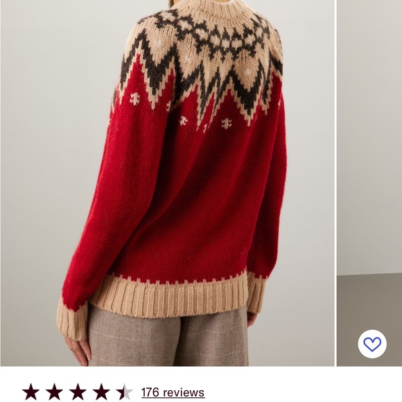 Polo by Ralph Lauren Red Fair Isle Crewneck Sweater with Cream Yoke - Picture 4 of 7